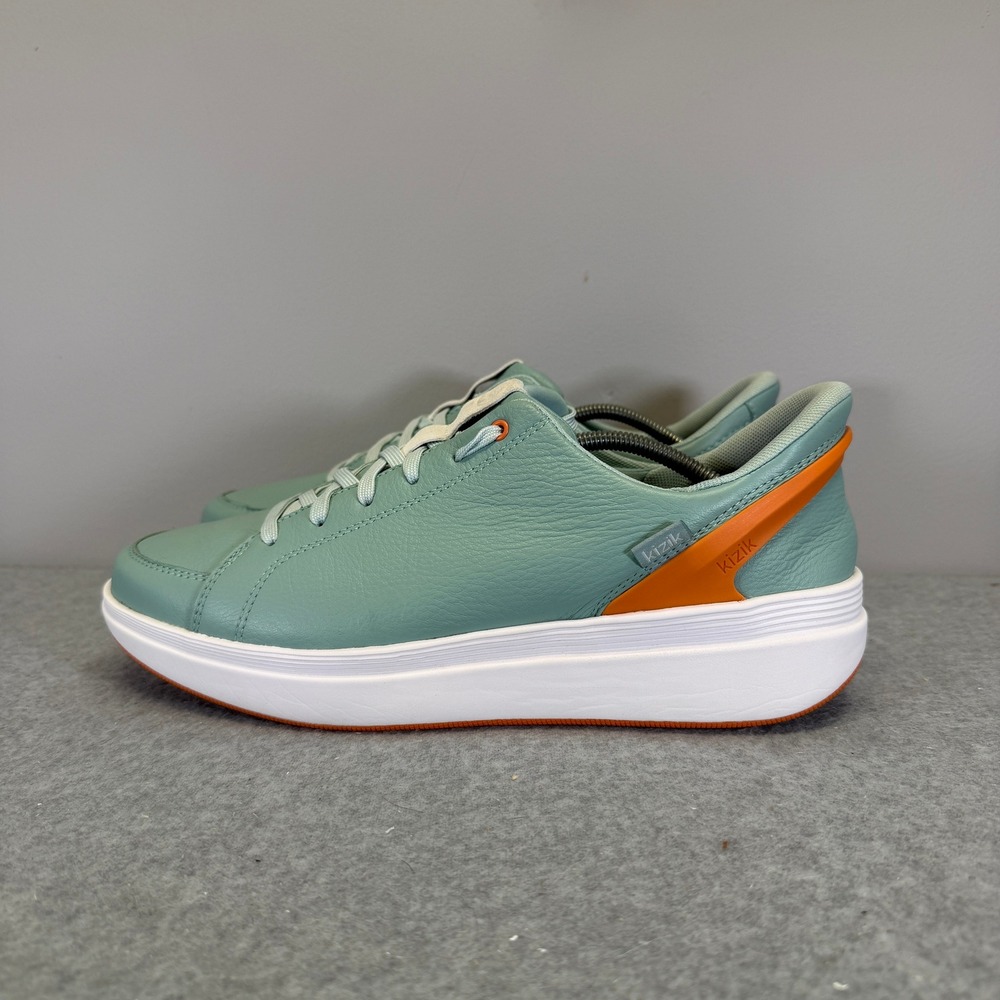 Kizik Athens Womens Shoes Size 11 Mint Green Orange Hands Free Leather Sneakers